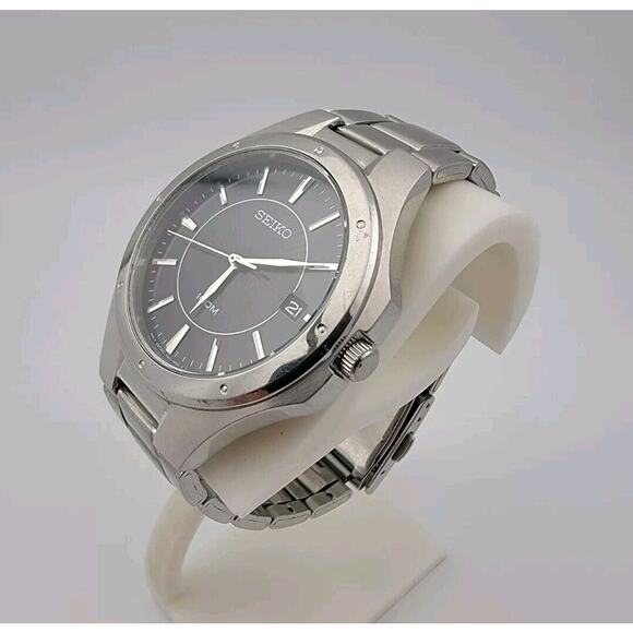 Men's Seiko 7N42-0FD0 Stainless Steel Calendar Vintage Quartz Watch 6.75" wrist- - Picture 3 of 10